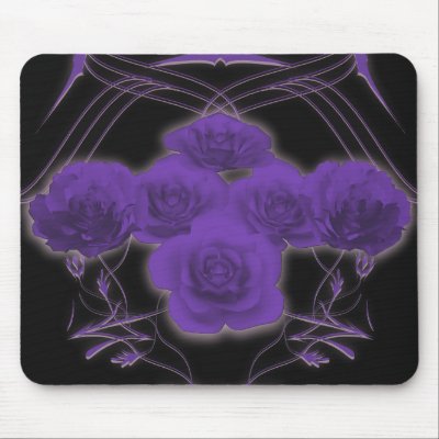 Purple Roses Tribal Patterns Mousepad by spiritswitchboard