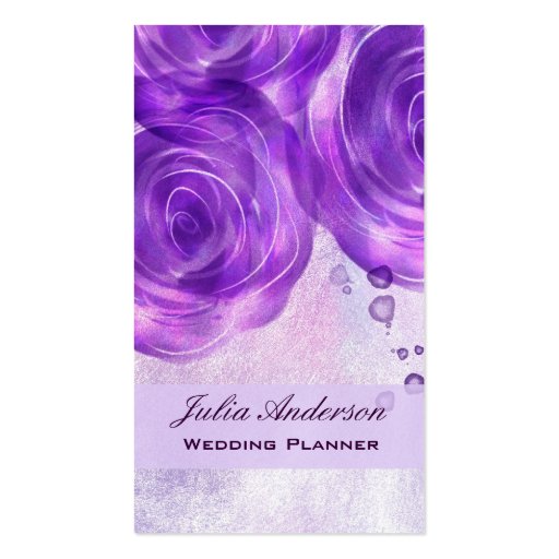 Purple Roses Wedding Planner Business Card (front side)
