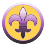 Purple Round Fleur de Lis Stickers