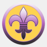 Purple Round Fleur de Lis Stickers