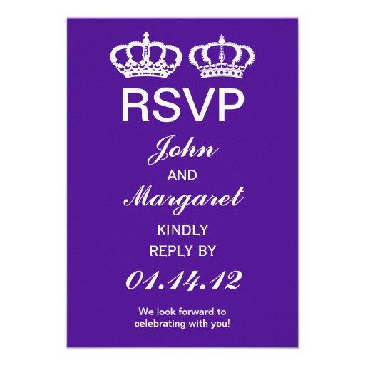 Purple Royal Couple RSVP Card