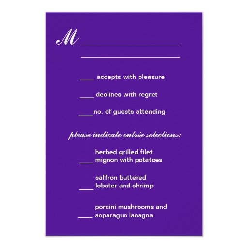 Purple Royal Couple RSVP Card