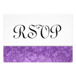 Purple RSVP Grunge Damask Wedding V2 Custom Invitation at Zazzle