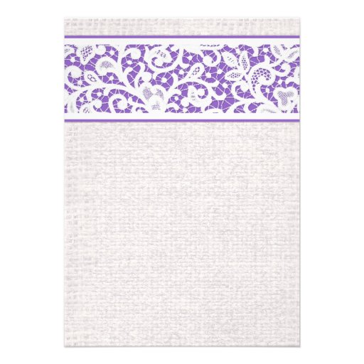 Purple Rustic Country Burlap Wedding Invitations