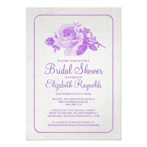 Purple Rustic Floral/Flower Bridal Shower Invites