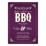 PURPLE RUSTIC VINTAGE CHIC REHEARSAL DINNER BBQ invitations