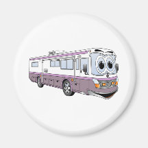 Purple RV Bus Cartoon Camper Fridge Magnets