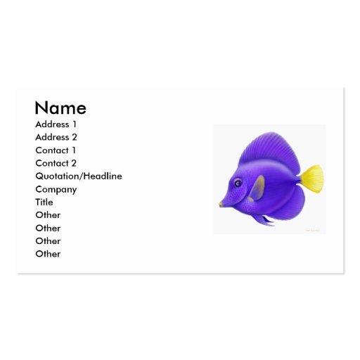 Purple Sailfin Tang Business Card Template (front side)