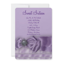 Purple Satin Sweet Sixteen Birthday Party Personalized Invite