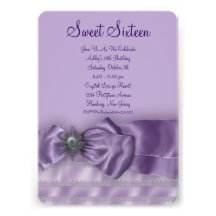 Purple Satin Sweet Sixteen Birthday Party Personalized Invite