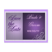 Purple save the date card postcards