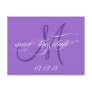 Purple Save the Date Monogram Postcard