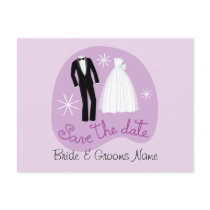 Purple Save The Date Postcard by allweddingproducts Purple Save The Date Postcard