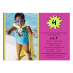 Purple Save the Day Superhero Photo Birthday Party Announcement