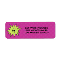 Purple Save the Day Superhero Return Address Label