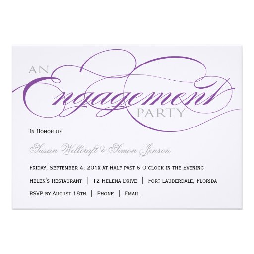 Purple Script Engagement Party Invitation