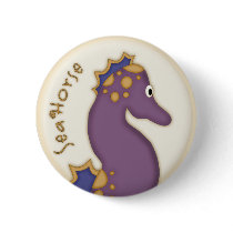 Purple Seahorse Gifts buttons by naturetees Purple Seahorse Gifts buttons