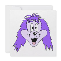 Purple Shaggy Dog. Cartoon. Announcement
