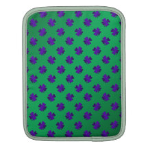 Purple shamrocks on green background iPad sleeve