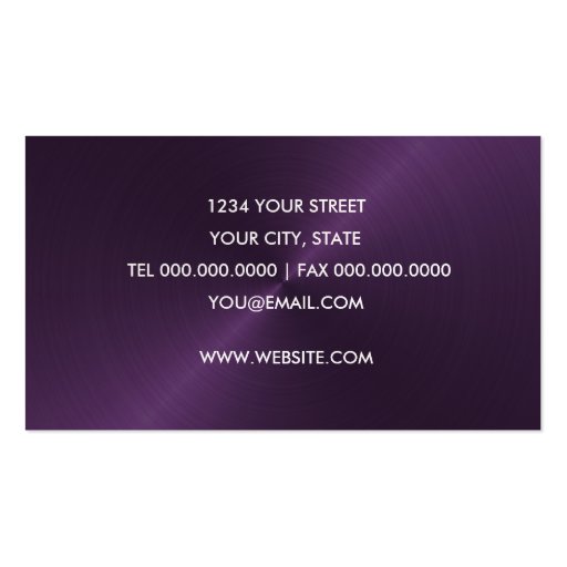 Purple Sheen Business Card (back side)