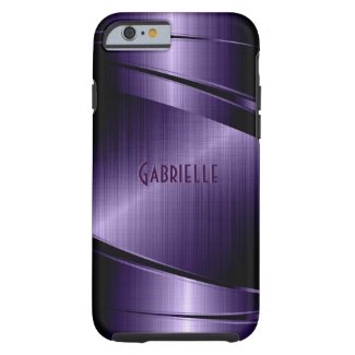 Purple Shiny Metallic Brushed Aluminum Look Tough iPhone 6 Case