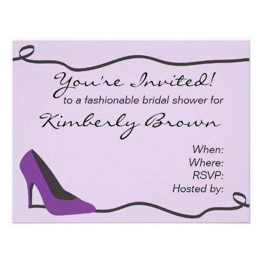 Purple Shoe Bridal Shower Invitation