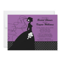 Purple Silhouette Bride Bridal Shower Invite