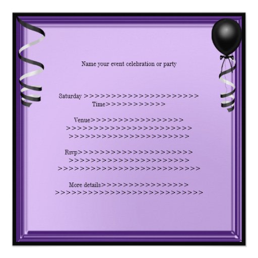 Purple Silver Black Balloons Formal 21st Birthday Personalized Announcement