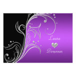 Purple Silver Black Floral Swirls Reception Only invitations
