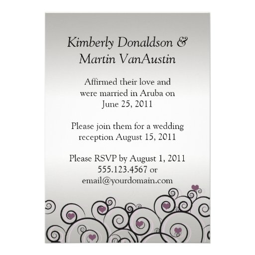 Purple Silver Black Post Wedding Celebration Invitations