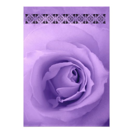 PURPLE SILVER BLACK  Rose Wedding Invitation