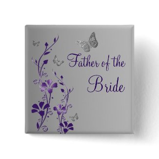 Purple Silver Butterfly Floral Father of Bride Pin