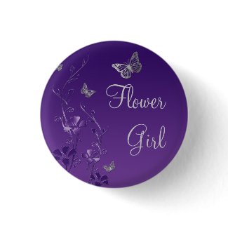 Purple Silver Butterfly Floral Flower Girl Pin