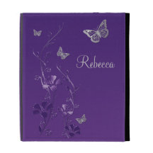 Purple Silver Butterfly Floral iPad (1,2,3) Folio iPad Folio Cases