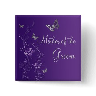 Purple Silver Butterfly Floral Mother of Groom Pin