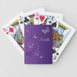 Purple Silver Butterfly Floral Playing Cards