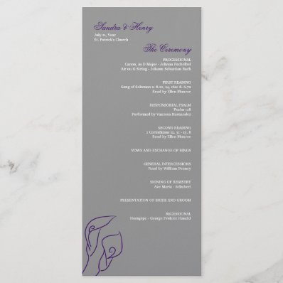 Purple & Silver Calla Lilies Wedding Program Custom Rack Cards