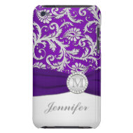 Purple, Silver Damask iPod Touch Case casematecase