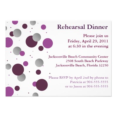 Purple &amp; Silver Dot Rehearsal Dinner Invitation