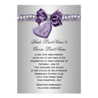 Purple Silver Faux Ribbon Diamonds Heart Locket We Cards
