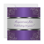 Purple Silver Floral 25th Anniversary Party Event Announcement