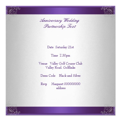 Purple Silver Floral 25th Anniversary Party Event Announcement