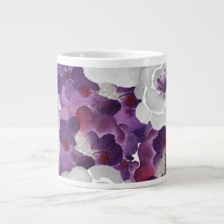 Purple Silver Floral Watercolor art 20 Oz Large Ceramic Coffee Mug