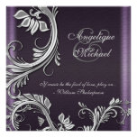 Purple silver floral wedding engagement announcements
