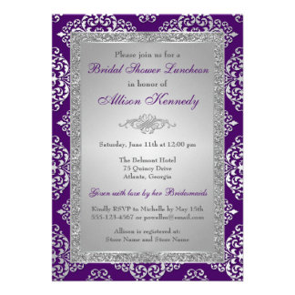 Purple And Silver Wedding Invitations