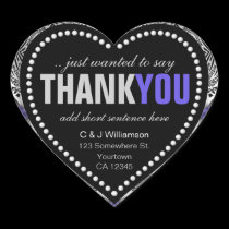 Purple Silver Gothic  Medieval Thank You Heart stickers
