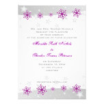 Purple silver grey snowflake wedding invitation