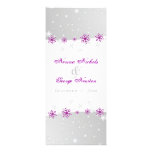 Purple silver grey snowflake wedding program card invite