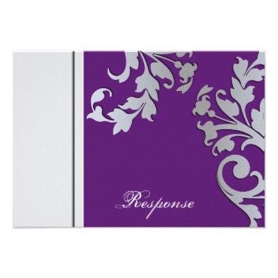 Purple & Silver Sparkle Wedding Response RSVP Personalized Announcements