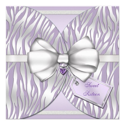 Purple Silver Zebra Invite Ribbon & Jeweled Bow